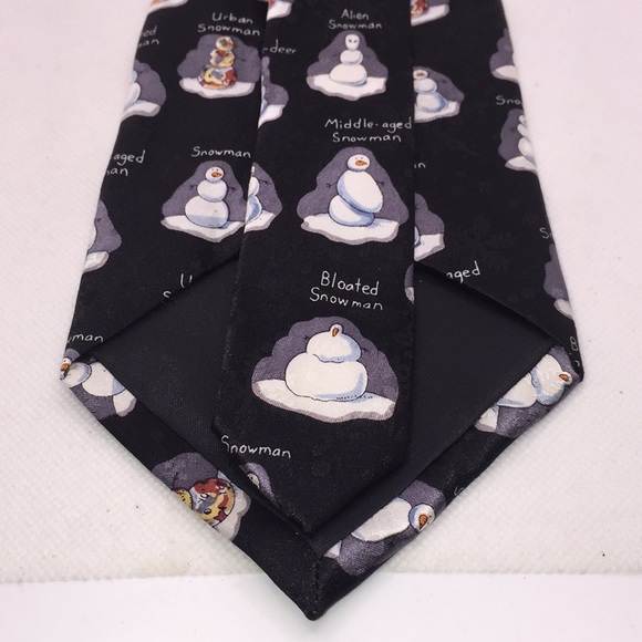 Jingle Bells Snowman Holiday Christmas Winter Themed Men's Neck Tie 100% Silk - Picture 6 of 8